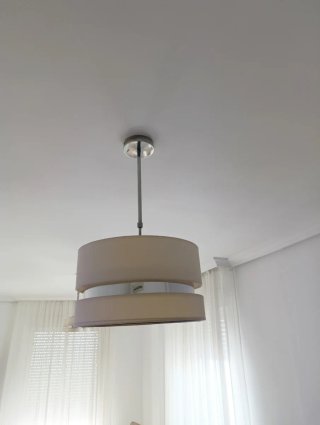 Lámpara de techo metal y tela beige