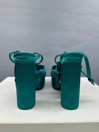 Zapatos Zara tacón plataforma verde azulado