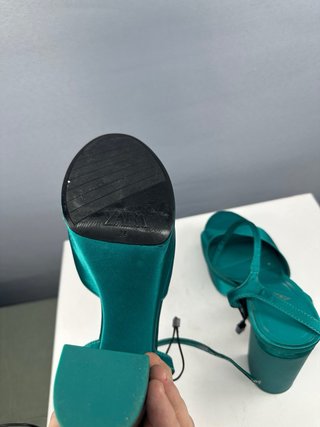 Zapatos Zara tacón plataforma verde azulado