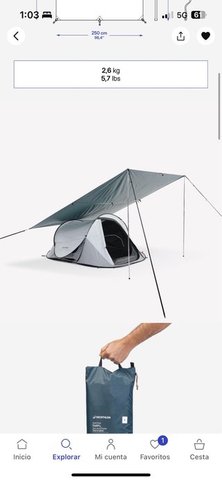 Toldo Decathlon Azul/Gris