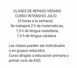 Clases de repaso. Curso intensivo verano