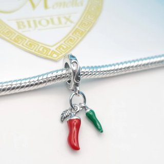 Charm argento s925 Peperoncino Rosso Verde