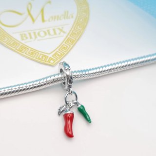 Charm argento s925 Peperoncino Rosso Verde
