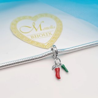Charm argento s925 Peperoncino Rosso Verde