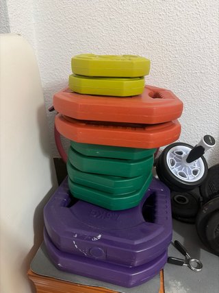 Discos de pesas y barra deporte