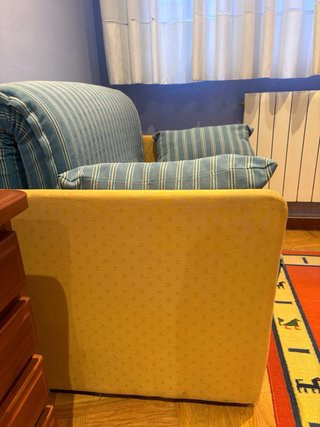 Sofá Cama Tela Rayas Azul y Amarillo individual