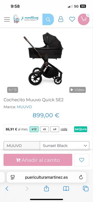 Carrito Bebé Muuvo Quick SE2 Negro.