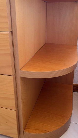 Escritorio esquinero madera con cajonera