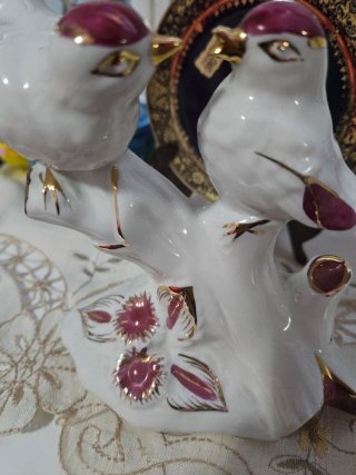 Figuras de pájaros de porcelana