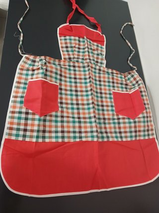 Grembiule Cotone Vintage Quadri Rosso Verde