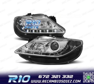 FAROS SEAT IBIZA 6J 08-12 LUZ DIURNA LED FONDO CROMO