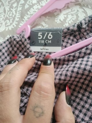 Vestido niña Lefties cuadros rosa y negro