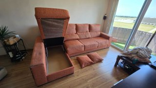 Sofá Chaise Longue 3 Plazas Naranja 290cm