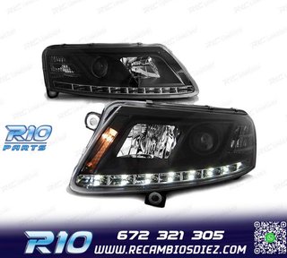 FAROS AUDI A6 C6 04-08 TRU DRL NEGROS