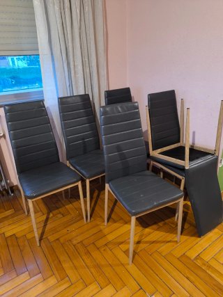 Juego de 6 sillas polipiel gris