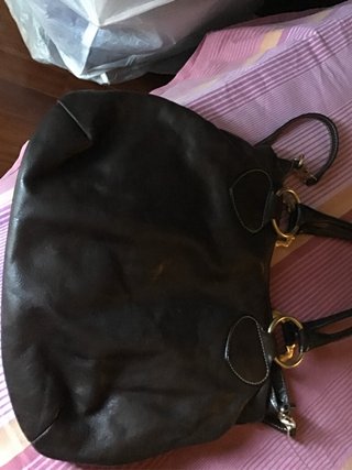 Borsa in pelle marrone e oro