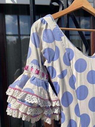 Traje de Flamenca lunares azul y blanco