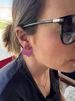 Pendientes hoja natural morada y dorada