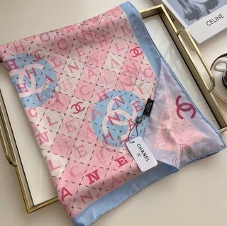 Bufanda Seda Chanel Rosa y Azul