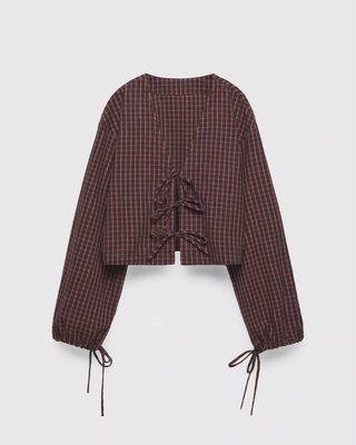 Blusa Zara cuadros lazos
