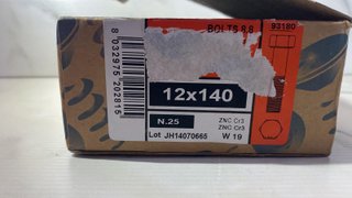 25 Bulloni M12 x 140 mm Acciaio 8.8 DIN 931