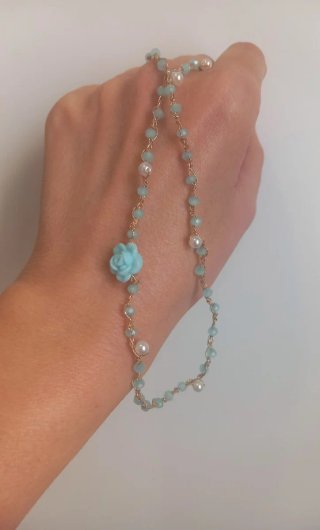 Collar crochet perlas y cristal facetado