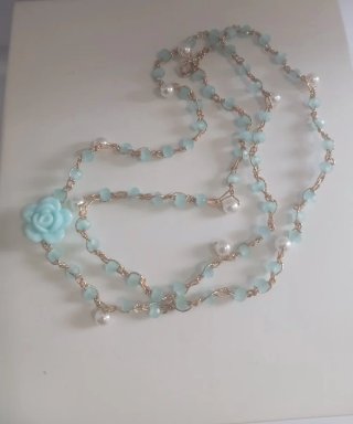 Collar crochet perlas y cristal facetado