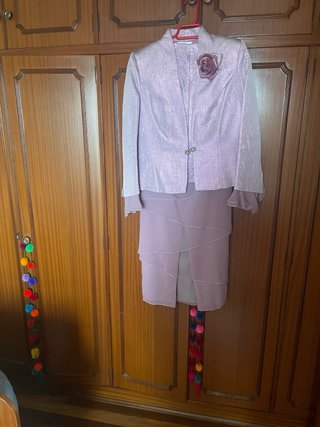 Traje de ceremonia 3 piezas dorado y rosa