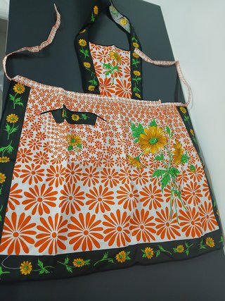Grembiule vintage cotone anni 70/80 fiori
