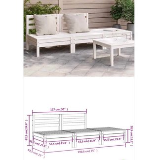 Sofá modular pino macizo blanco