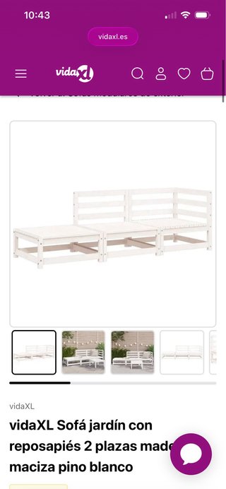 Sofá modular pino macizo blanco