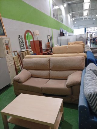 Sofá 3 plazas tela beige
