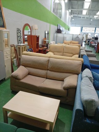 Sofá 3 plazas tela beige