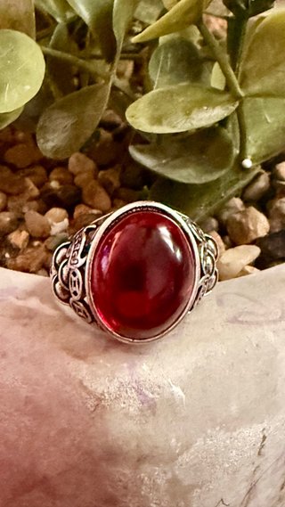 Anillo Plata 925 Granate Natural