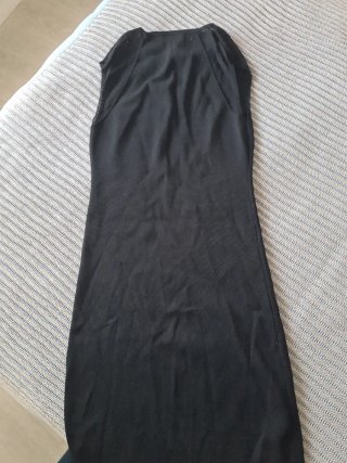 Vestido Mango Negro Punto mangas caladitas