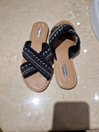 Sandalias Primark Talla 38 Negras con Plata