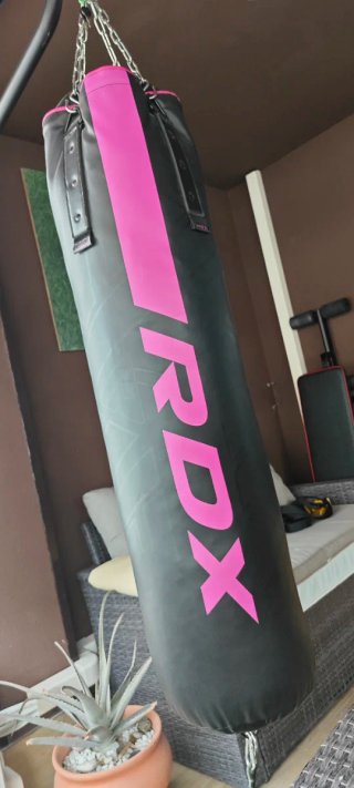 Saco Boxeo RDX Negro/Rosa + Soporte Pared