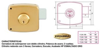 Cerradura de Sobreponer 1124 doble cilindro
