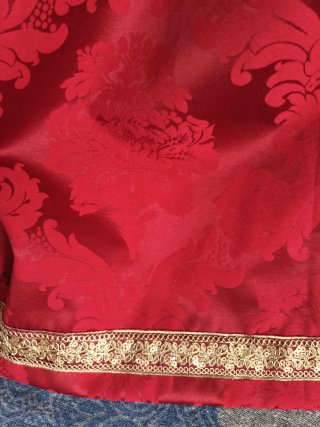Falda Fallera Damasco Roja y Dorada