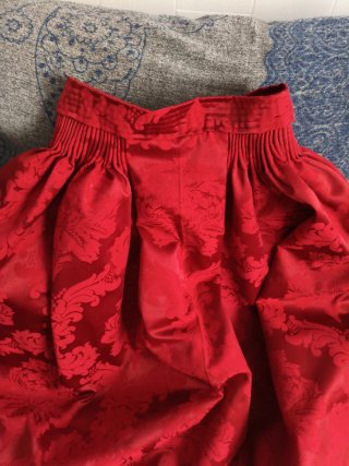 Falda Fallera Damasco Roja y Dorada