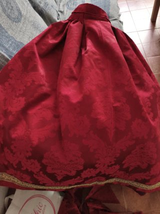Falda Fallera Damasco Roja y Dorada