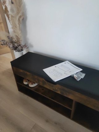 Banco zapatero negro y nogal