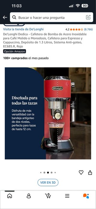 Cafetera De'Longhi Dedica Acero Inox