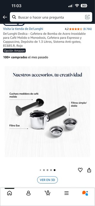 Cafetera De'Longhi Dedica Acero Inox