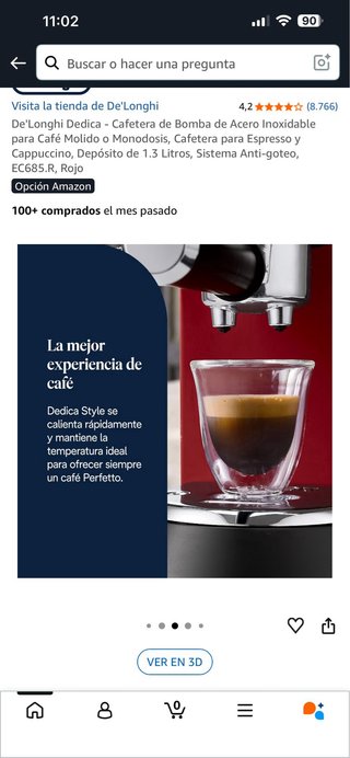 Cafetera De'Longhi Dedica Acero Inox