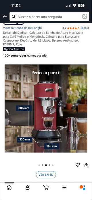 Cafetera De'Longhi Dedica Acero Inox