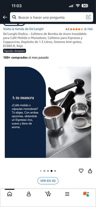 Cafetera De'Longhi Dedica Acero Inox
