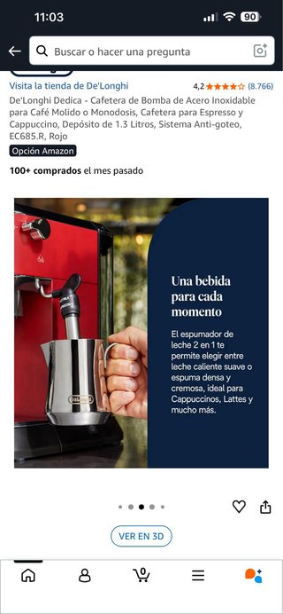 Cafetera De'Longhi Dedica Acero Inox