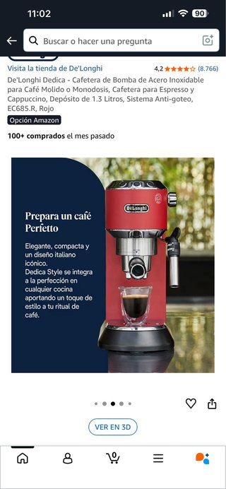 Cafetera De'Longhi Dedica Acero Inox