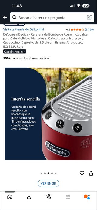 Cafetera De'Longhi Dedica Acero Inox